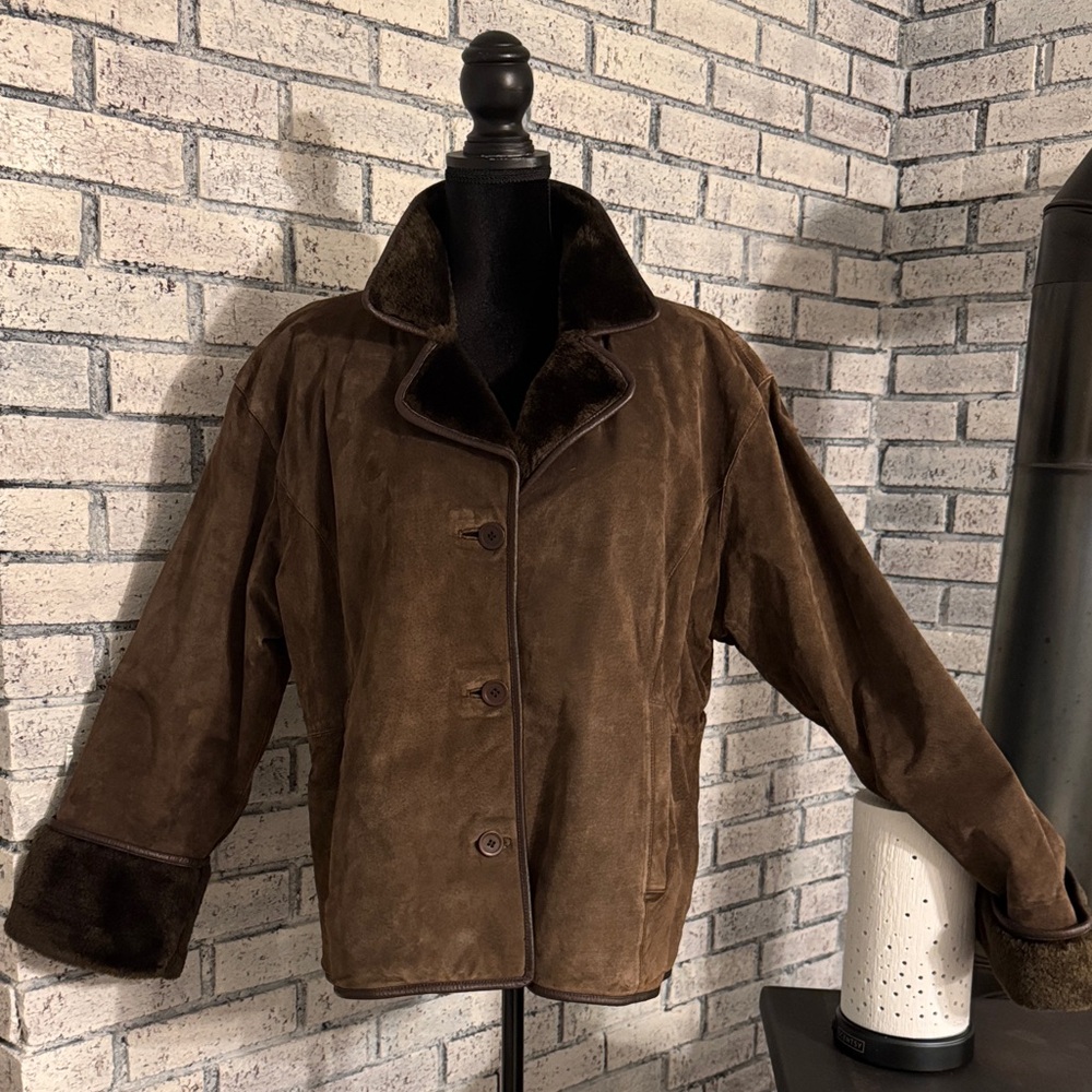 Vintage Brandon Thomas Chocolate Brown Genuine Leather Suede Jacket - Picture 5 of 10